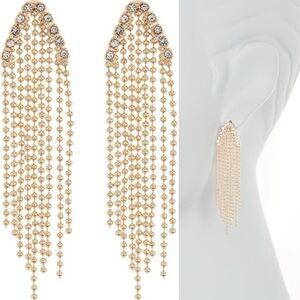 BaubleBar Arrow CZ Tassel Earrings in Gold